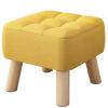 Footstool Ottoman with Stable Wooden Legs Dressing Stool with Linen Fabric Upholstered Seat Footrest, Pouffe Change Shoes Stool for Bedroom, Living Room Children's Room ( Color : Yellow , Size : 30x26 view 1