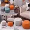 Junpllvic Modern Pouf Ottoman Round Footstool Super-Soft Faux-Leather Fabric Footrest with Padded Seat Chair for Bedroom, Living Room, Children's Room 31x28cm (Color : Brown) view 3