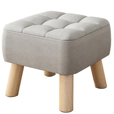 Footstool Ottoman with Stable Wooden Legs Dressing Stool with Linen Fabric Upholstered Seat Footrest, Pouffe Change Shoes Stool for Bedroom, Living Room Children's Room ( Color : Gray , Size : 30x26cm