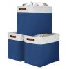 DULLEMELO 51L Large Baskets for Storage, Large Rectangular Baskets for Shelves [3 Pack], Blanket Basket Dog Toy Basket for Organizing Closet, Nursery, Clothes,Toys (White&Blue) view 1