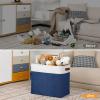 DULLEMELO 51L Large Baskets for Storage, Large Rectangular Baskets for Shelves [3 Pack], Blanket Basket Dog Toy Basket for Organizing Closet, Nursery, Clothes,Toys (White&Blue) view 3