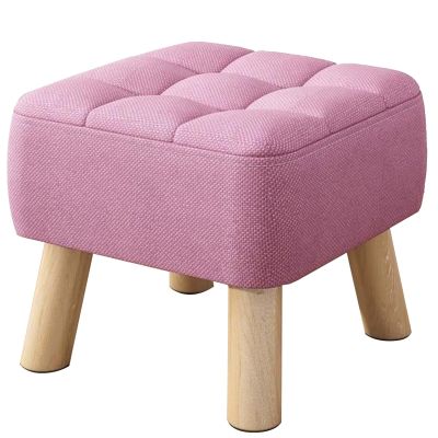 Footstool Ottoman with Stable Wooden Legs Dressing Stool with Linen Fabric Upholstered Seat Footrest, Pouffe Change Shoes Stool for Bedroom, Living Room Children's Room (Color : Purple, Size : 30x26