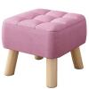 Footstool Ottoman with Stable Wooden Legs Dressing Stool with Linen Fabric Upholstered Seat Footrest, Pouffe Change Shoes Stool for Bedroom, Living Room Children's Room (Color : Purple, Size : 30x26 view 1