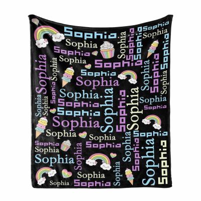 MyPupSocks Customized Flannel Girls/Boys Name Blanket - Personalized Throw Blanket Gift for Boys and Girls Birthday Christmas