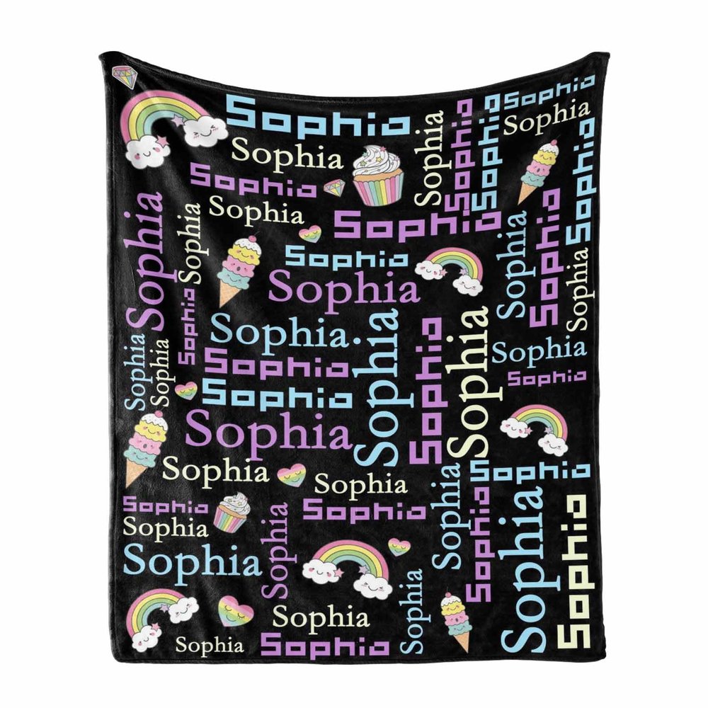 MyPupSocks Customized Flannel Girls/Boys Name Blanket - Personalized Throw Blanket Gift for Boys and Girls Birthday Christmas