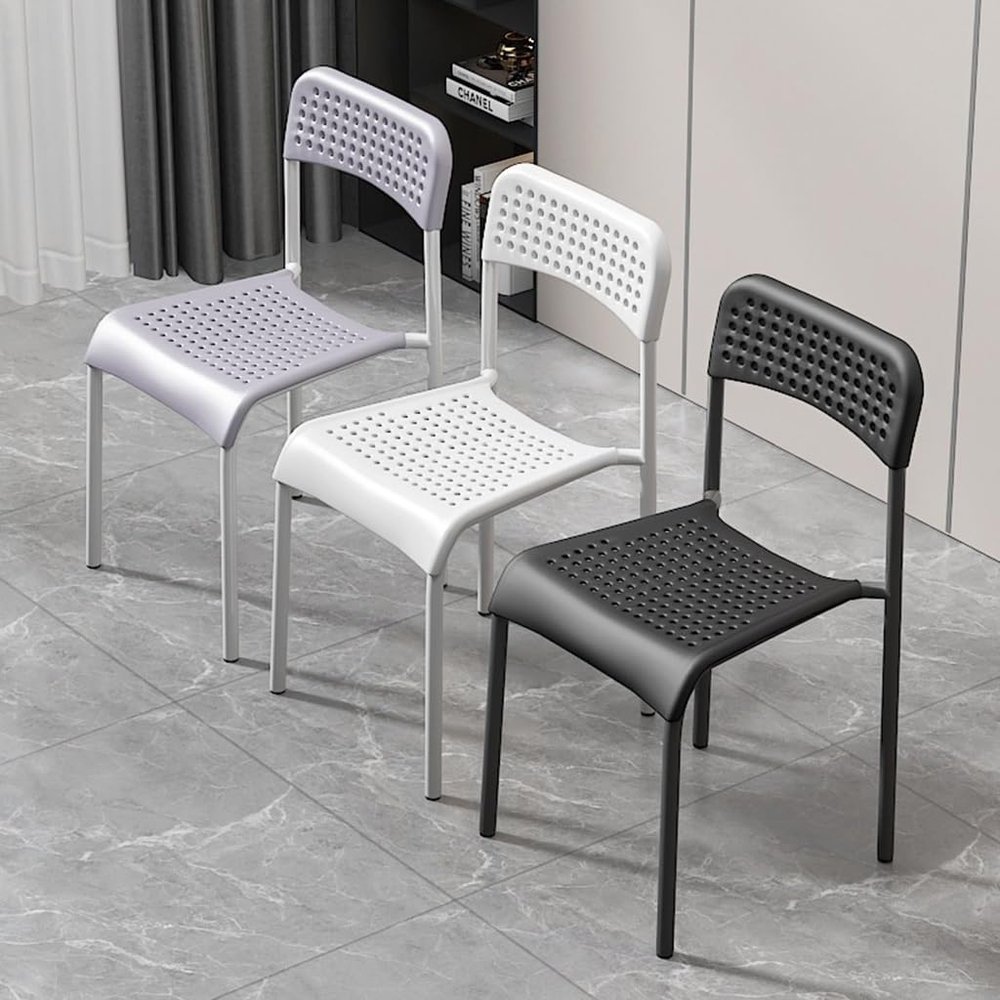 TemkIN 3pcs Quality Plastic Dining Chair Indoor-Outdoor Use Stackable Classic Recreation Seating Indoor Living Kitchen Room Restaurant Furniture Chair