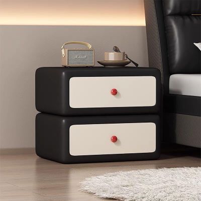 Nightstand Black With 2 Drawers Night Stands For Bedrooms With Handles End Table With Smooth Rails Side Sofa Table Modern Style Fully Assembled For Bedroom Living Room ( Size : 17.7"x15.7"x18.2" )