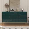 Clihome 3 Door Sideboard Storage Cabinet, Buffet Cabinet Credenza Storage Accent Cabinet with Adjustable Shelf, Green view 1