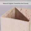 Rectangular Ivory Travertine Bathroom Trash Can, Natural Organic Stone Office Wastebasket, Wabi-Sabi Durable Storage Basket, Garbage Container for Bathroom, Home Office, Bedroom, Living Room, Toilet view 2