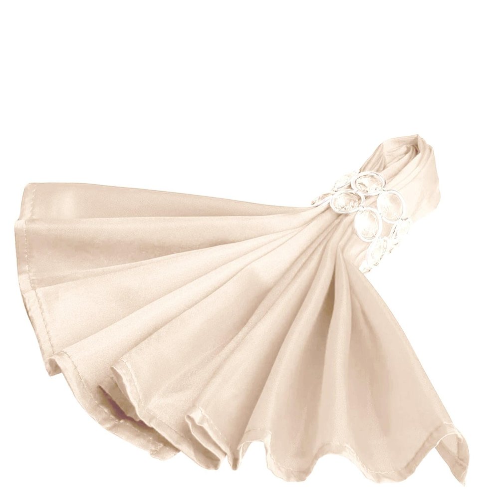 10 pcs 20-Inch Beige Satin Table Napkins Reusable Washable Wedding Party Dinner Linens Tableware Supplies