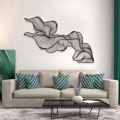 Cadeali Abstract Metal Wall Art, Modern Luxury Metal Wall Decor, Modern Home Decorations, Minimalist Art, Housewarming Gift, Abstract Artwork, Living Room Decor(Black,59"x39" / 150x99.5 cm)