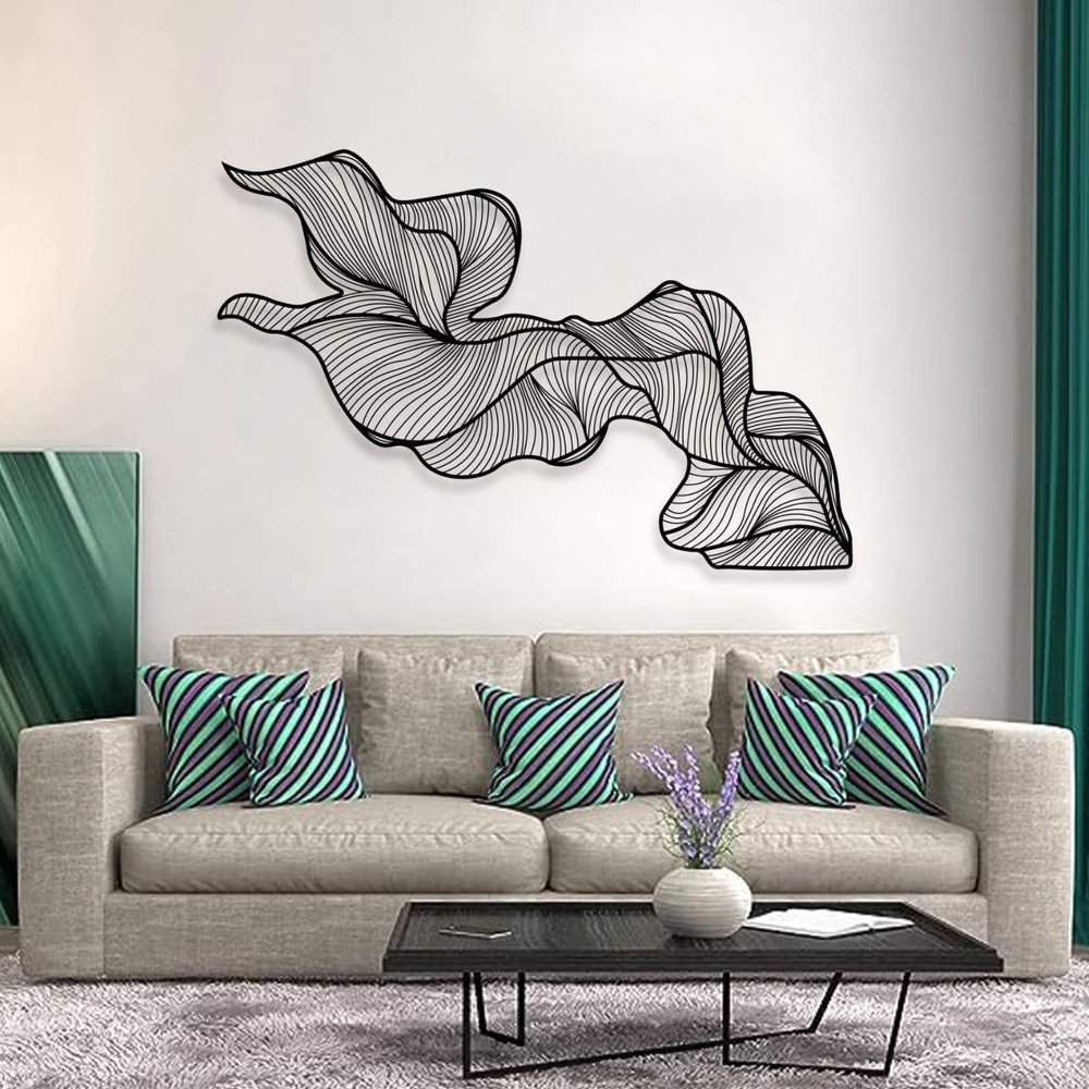Cadeali Abstract Metal Wall Art, Modern Luxury Metal Wall Decor, Modern Home Decorations, Minimalist Art, Housewarming Gift, Abstract Artwork, Living Room Decor(Black,59"x39" / 150x99.5 cm)