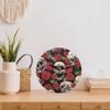 bisibuy Retro Skull Red Rose Wall Clock Decorative Round 12 Inch Modern Wall Clocks Battery Operated for Living Room Bedroom Kitchen Bathroom Office Home Decor Large Wall Clock view 2