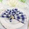 BalsaCircle 20 pcs 15x15-Inch Navy Blue on White Gingham Checkered Polyester Luncheon Napkins - for Wedding Party Restaurant Dinner view 4
