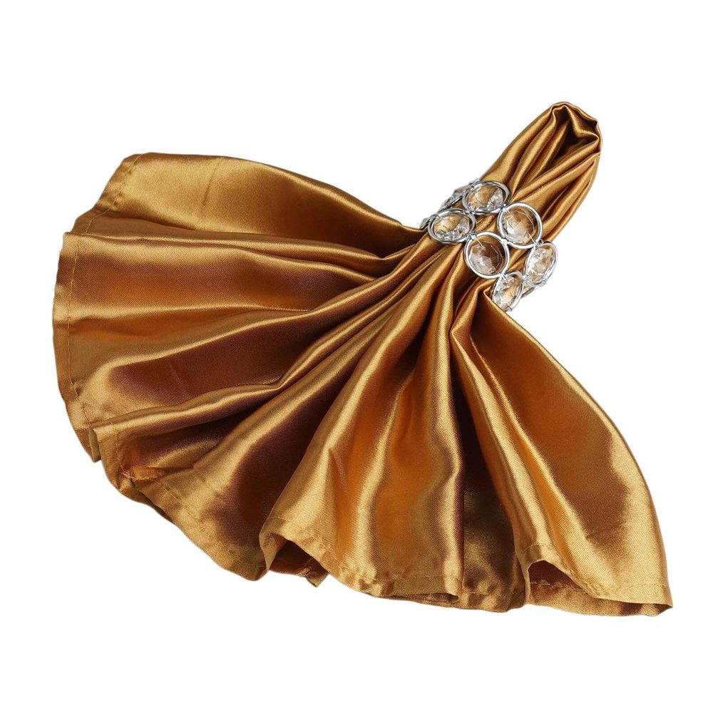 10 pcs 20-Inch Antique Gold Satin Table Napkins Reusable Washable Wedding Party Dinner Linens Tableware Supplies