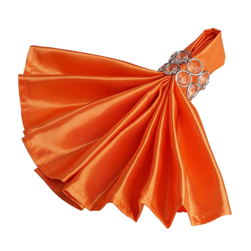 10 pcs 20-Inch Orange Satin Table Napkins Reusable Washable Wedding Party Dinner Linens Tableware Supplies