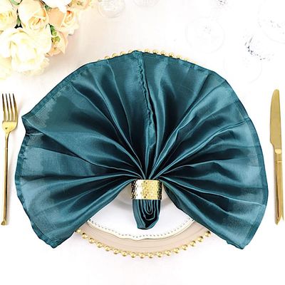 10 pcs 20-Inch Peacock Teal Satin Dinner Napkins - for Wedding Party Reception Events Restaurant Kitchen Home