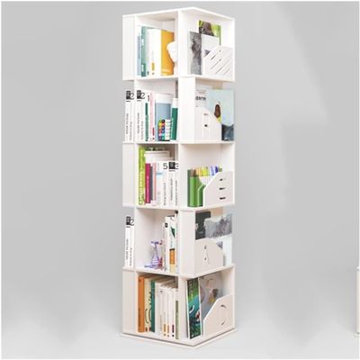 Rieort Fashion Bookshelf Cube Bookshelf Creative Bookcase 360 Degree Rotation Bookshelves Large Capacity Storage Rack Rack Bookcase for Cd/Movie/Book not Shaking