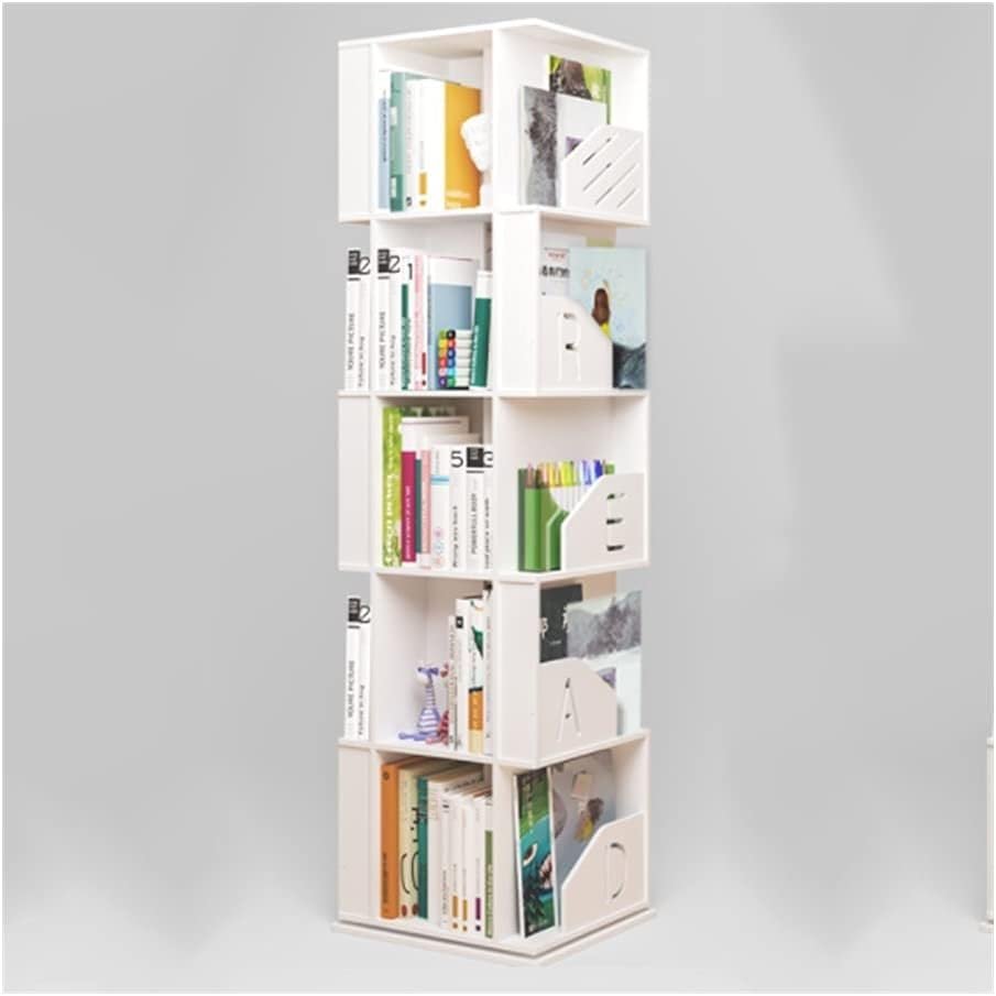Rieort Fashion Bookshelf Cube Bookshelf Creative Bookcase 360 Degree Rotation Bookshelves Large Capacity Storage Rack Rack Bookcase for Cd/Movie/Book not Shaking