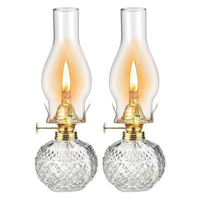 Classic Oil Lamp Large Oil Lamp Retro Clear Kerosene Lantern 2-Piece Oil Lamp Lantern with Interior Decoration Lighting of Hurricane Lamp Portable