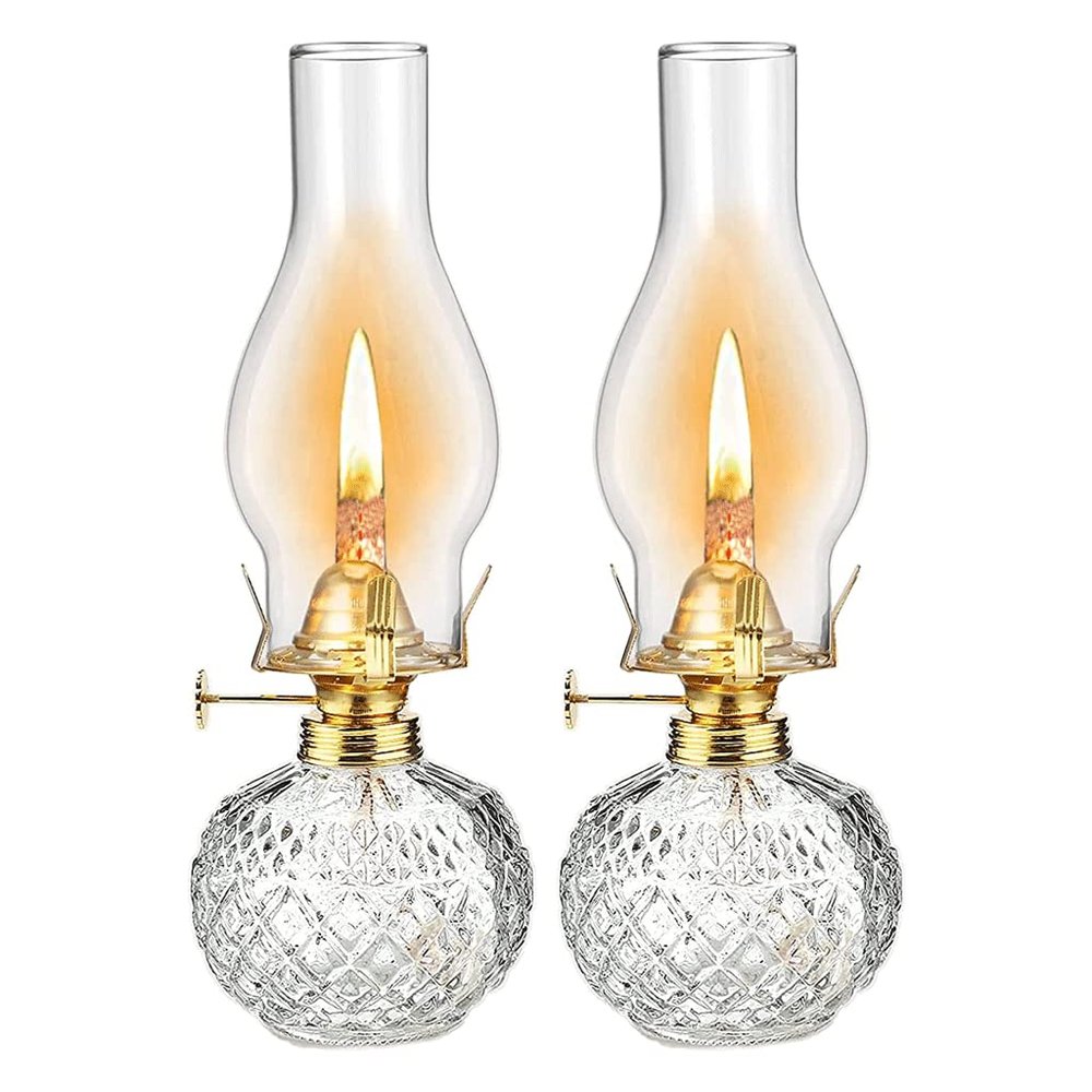 Classic Oil Lamp Large Oil Lamp Retro Clear Kerosene Lantern 2-Piece Oil Lamp Lantern with Interior Decoration Lighting of Hurricane Lamp Portable