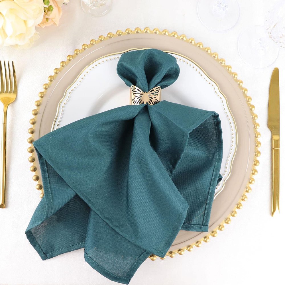 10 pcs 20-Inch Peacock Teal Polyester Table Napkins Reusable Washable Wedding Party Dinner Linens Tableware Supplies