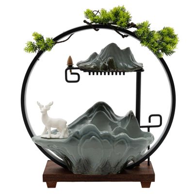 Desktop Fountain Waterfall, Rockery Desktop Waterfall with LED Light Circle, Exquisite Water Fountain Ornaments for Homes, Office, Restaurants, Tea Houses, Gardens