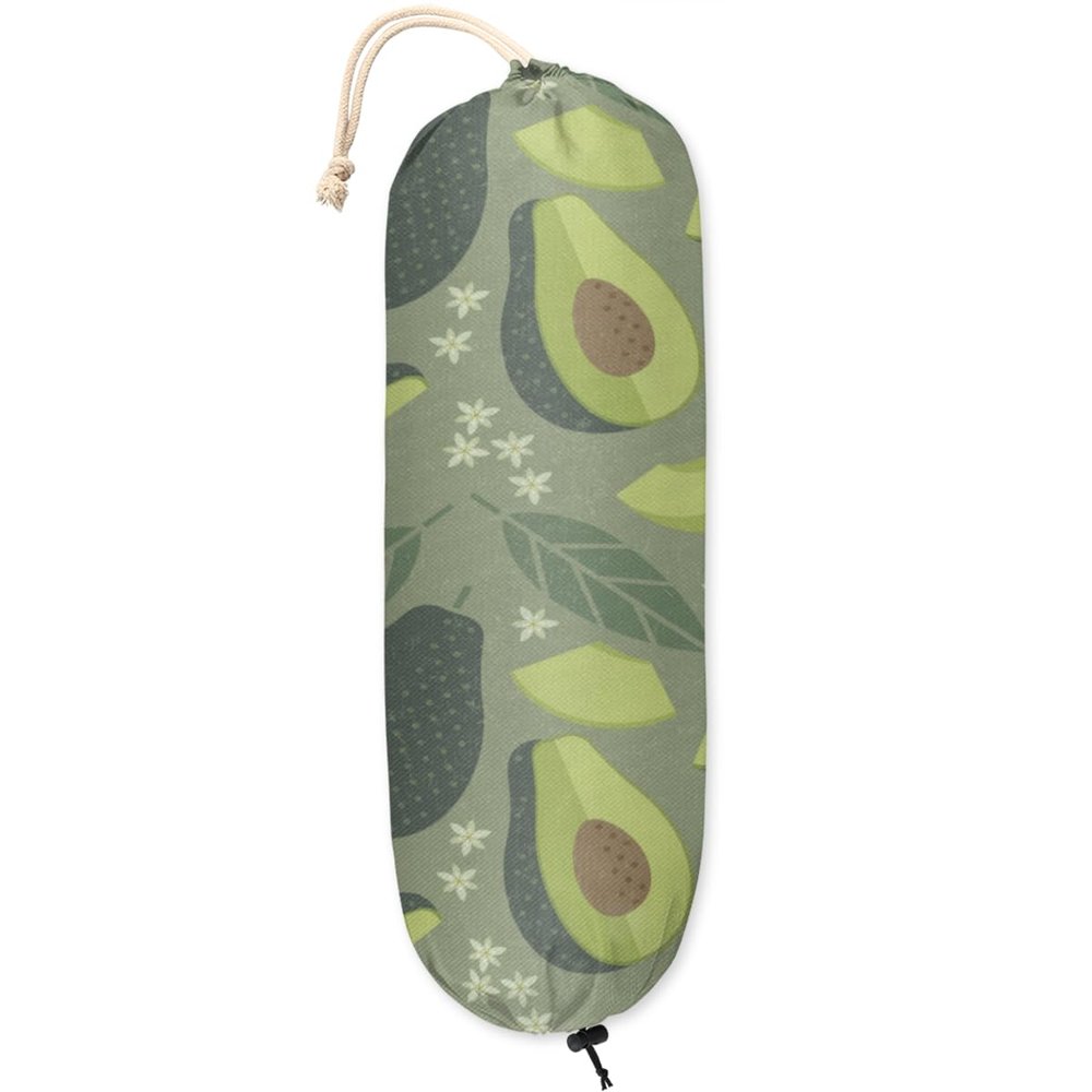 Avocado Fruit Pattern Plastic Bag Holder Grocery Shopping Bags Carrier Dispenser Plastic Bag Storage Organizer Home Kitchen Pantry Decor