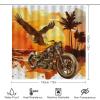 FBMLBRB Vintage Summer Beach Eagle 4 Pieces Shower Curtain Set,Rustic Ocean Sunset Eagle Motorcycle Non-Slip Rugs Toilet Lid Cover Bath Mat and Bathroom Curtain view 2