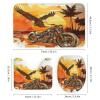 FBMLBRB Vintage Summer Beach Eagle 4 Pieces Shower Curtain Set,Rustic Ocean Sunset Eagle Motorcycle Non-Slip Rugs Toilet Lid Cover Bath Mat and Bathroom Curtain view 3