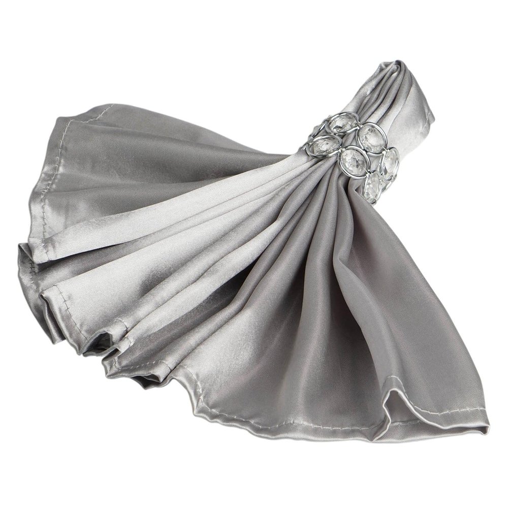 100 pcs 20-Inch Silver Satin Table Napkins Reusable Washable Wedding Party Dinner Linens Tableware Supplies