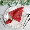 5 Red Geometric Design Polyester Dinner Table Napkins Wedding Party Events Reception Table Top Decorations Supplies view 3