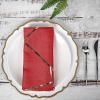 5 Red Geometric Design Polyester Dinner Table Napkins Wedding Party Events Reception Table Top Decorations Supplies view 4