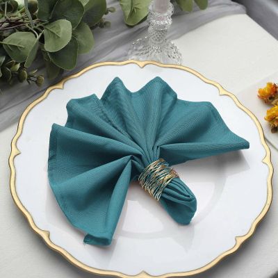 50 pcs 17-Inch Peacock Teal Polyester Table Napkins Reusable Washable Wedding Party Dinner Linens Tableware Supplies