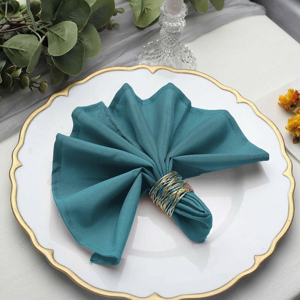 Balsa Circle 20 pcs 17-Inch Peacock Teal Polyester Luncheon Napkins - for Wedding Party Reception Events Restaurant Kitchen Home