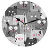 bisibuy Cartoon Cat Wall Clock Decorative Round 12 Inch Grey Modern Wall Clocks Battery Operated for Living Room Bedroom Kitchen Bathroom Office Home Decor Large Wall Clock view 1