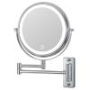KEYQEEN Touch Dimmable Magnifying Makeup Mirror with 3 Color Lights, USB Rechargeable Lighted Double Sided Wall Mounted Extendable LED Vanity Mirror,Chrome,10X view 1