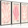 3Pcs Pink Matisse Wall Art Pictures Abstract Flower Market Poster Prints Retro Aesthetic Danish Pastels Canvas Painting Henri Matisse Artwork Wall Decor for Living Room Bedroom 12x16in Unframed view 1