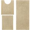 Arotive Chenille Bathroom Rugs and Toilet Rugs U-Shaped 3 Pieces, Bath Rug Size 24x16, 47x17 and Toilet Rug Size 24x20 in Beige, Bathroom Rug Set view 1
