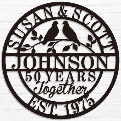 HZYCYYFC Personalized Best Housewarming Gifts Custom Metal Wedding Anniversary Sign Custom Metal Sign Wedding Gifts Personalized Family Name Signs Monogram Wall Dcorbird