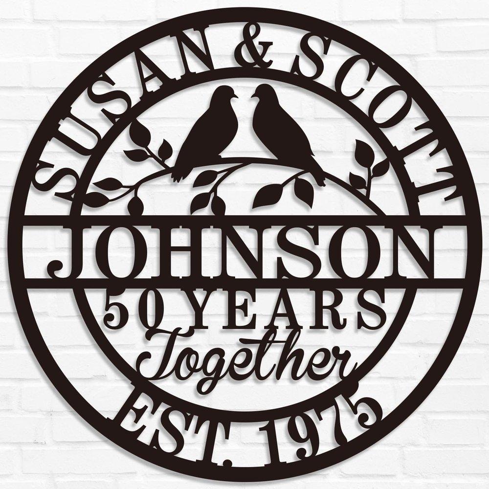HZYCYYFC Personalized Best Housewarming Gifts Custom Metal Wedding Anniversary Sign Custom Metal Sign Wedding Gifts Personalized Family Name Signs Monogram Wall Dcorbird