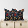 Zyadsinoudor Chinoiserie Throw Pillow Cover Navy Blue Floral Botanical Square Cushion Cover Set of 2 Ethnic Style Decorative Pillow Home Cotton Linen 18x18in Exotique Cushion Cover for Home Indoor view 2