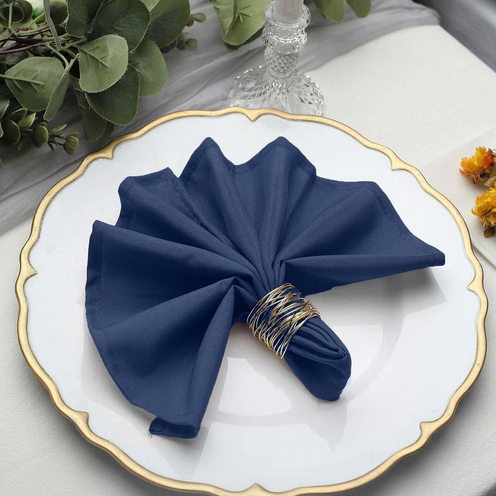 50 pcs 17-Inch Navy Blue Polyester Table Napkins Reusable Washable Wedding Party Dinner Linens Tableware Supplies