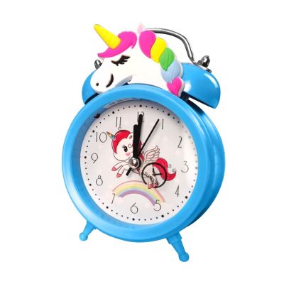 GRFIT Alarm Clock Pink Unicorn Kids Alarm Clock Double Bell Clock with Backlight Cute Desk Clock Home Decoration Kid Clock Clock for Bedrooms (Color : Bigblue Mug)