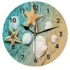 bisibuy Starfish Seashell Decorative Round Wall Clock 9.84 Inch Summer Beach Modern Wall Clocks Battery Operated for Kitchen Living Room Bedroom Bathroom Office Home Decor Small Wall Clock view 1