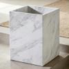 White Marble Wastebasket, Natural Rectangular Trash Can, Luxury Durable Real Stone Storage Basket, Elegant Garbage Container for Bathroom, Home Office, Living Room view 1