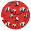 bisibuy Panda Red Pattern Decorative Round Wall Clock 9.84 Inch Cute Animal Modern Wall Clocks Battery Operated for Kitchen Living Room Bedroom Bathroom Office Home Decor Small Wall Clock view 1