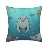 AdaNti Crazy Save Manatee Print Corduroy Throw Pillow Covers Soft Square Throw Pillow Case Home Decorations for Bed Sofa Living Room 16"x16" view 1