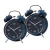 GRFIT Alarm Clock 2pcs Creative Metal Alarm Clock Set Wind Up Mechanical Alarm Bell Clocks, Dark Blue Clock for Bedrooms view 3