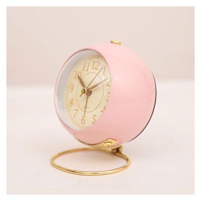 GRFIT Alarm Clock Small Alarm Clock Simple Retro Nordic Style Student Desktop Bedside Small Silent Night Light Alloy Clock Clock for Bedrooms (Color : 2)